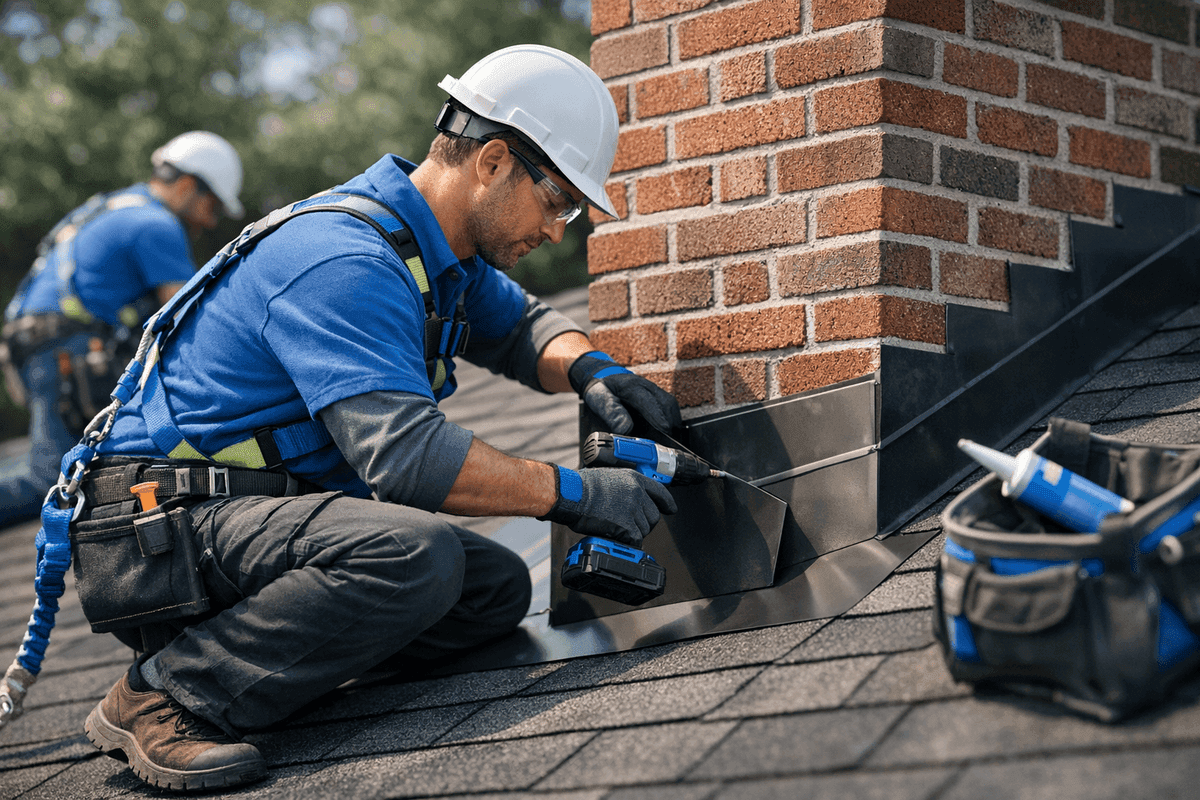 Chimney Flashing service by Roofer Houston Tex