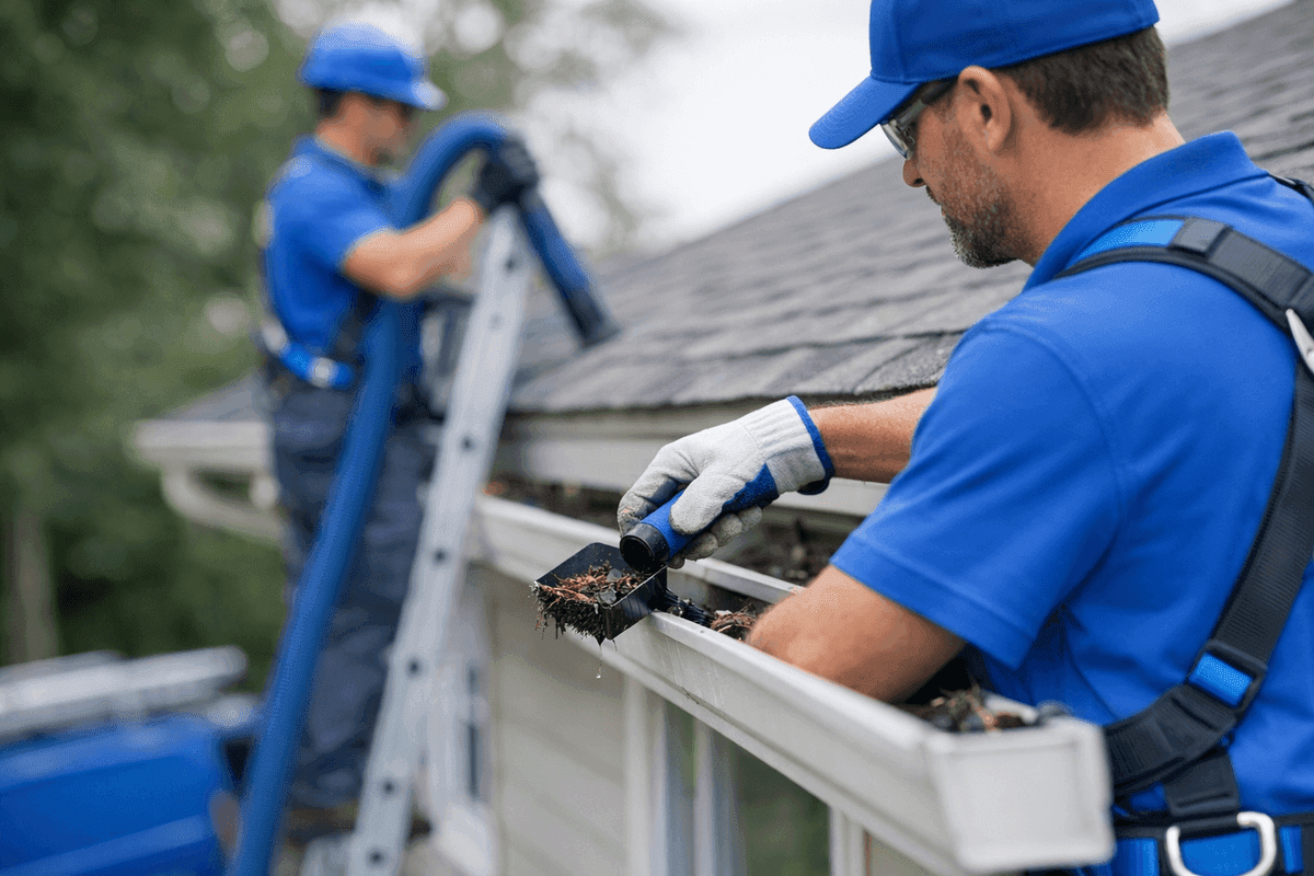 Gutter Cleaning service by Roofer Houston Tex